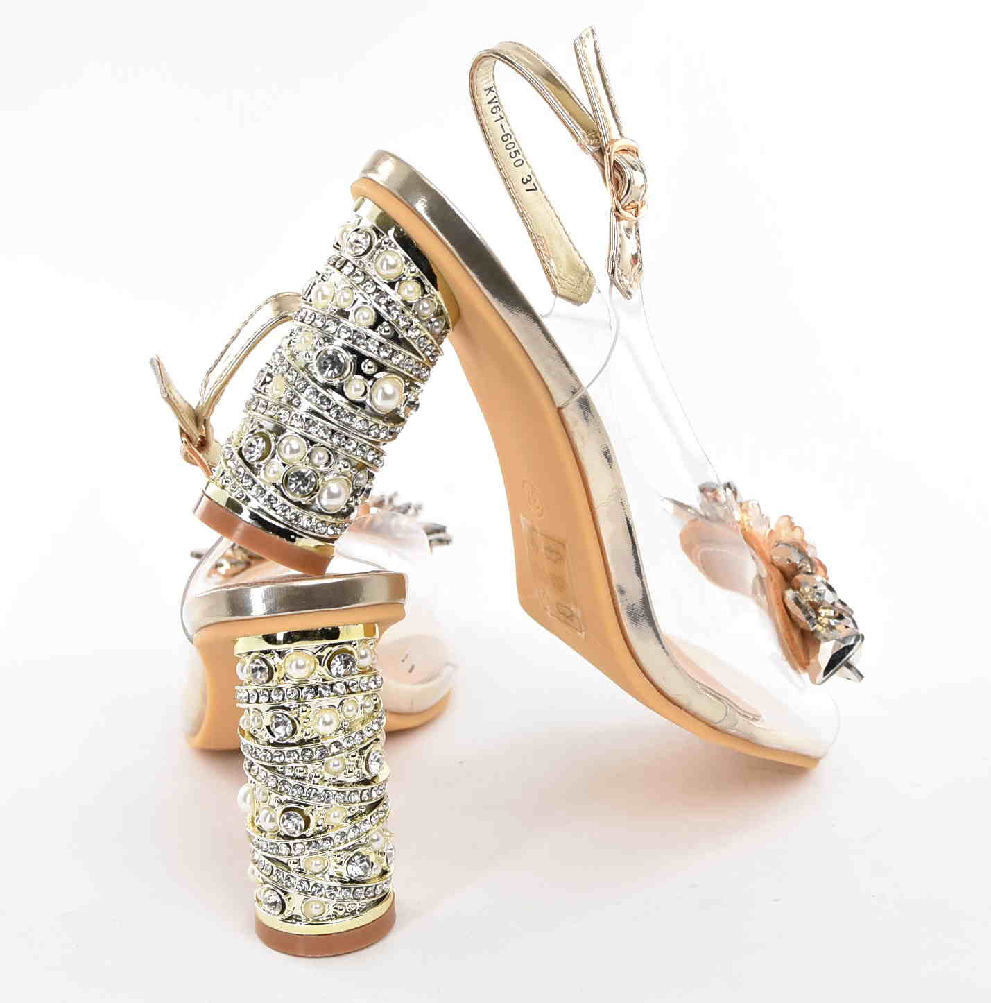 D&A Barski Premium Collection Żelki Silikonowe Biżuteryjne Buty KV61-6050 L.GOLD ZŁote z Kryształkami - zdjęcie 3