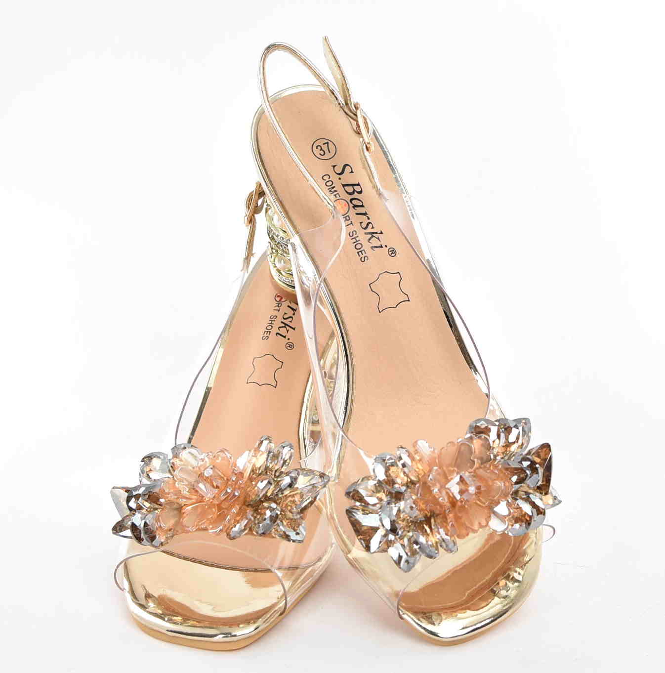 D&A Barski Premium Collection Żelki Silikonowe Biżuteryjne Buty KV61-6050 L.GOLD ZŁote z Kryształkami - zdjęcie 4