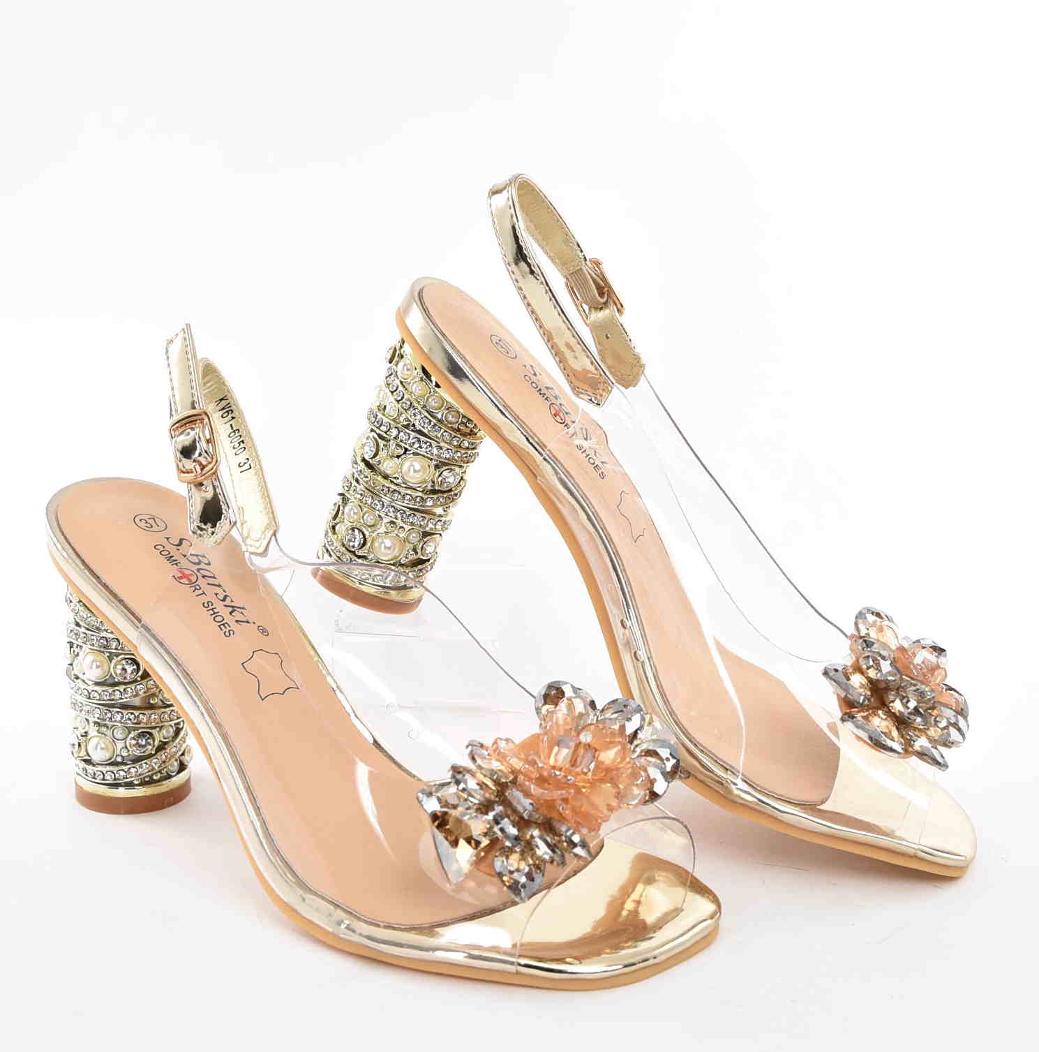 D&A Barski Premium Collection Żelki Silikonowe Biżuteryjne Buty KV61-6050 L.GOLD ZŁote z Kryształkami - zdjęcie 5