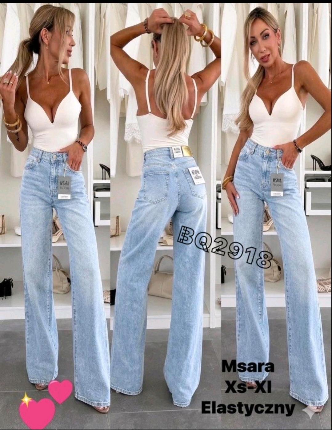 Damskie jeansy Wide Leg Msara – wysoki stan