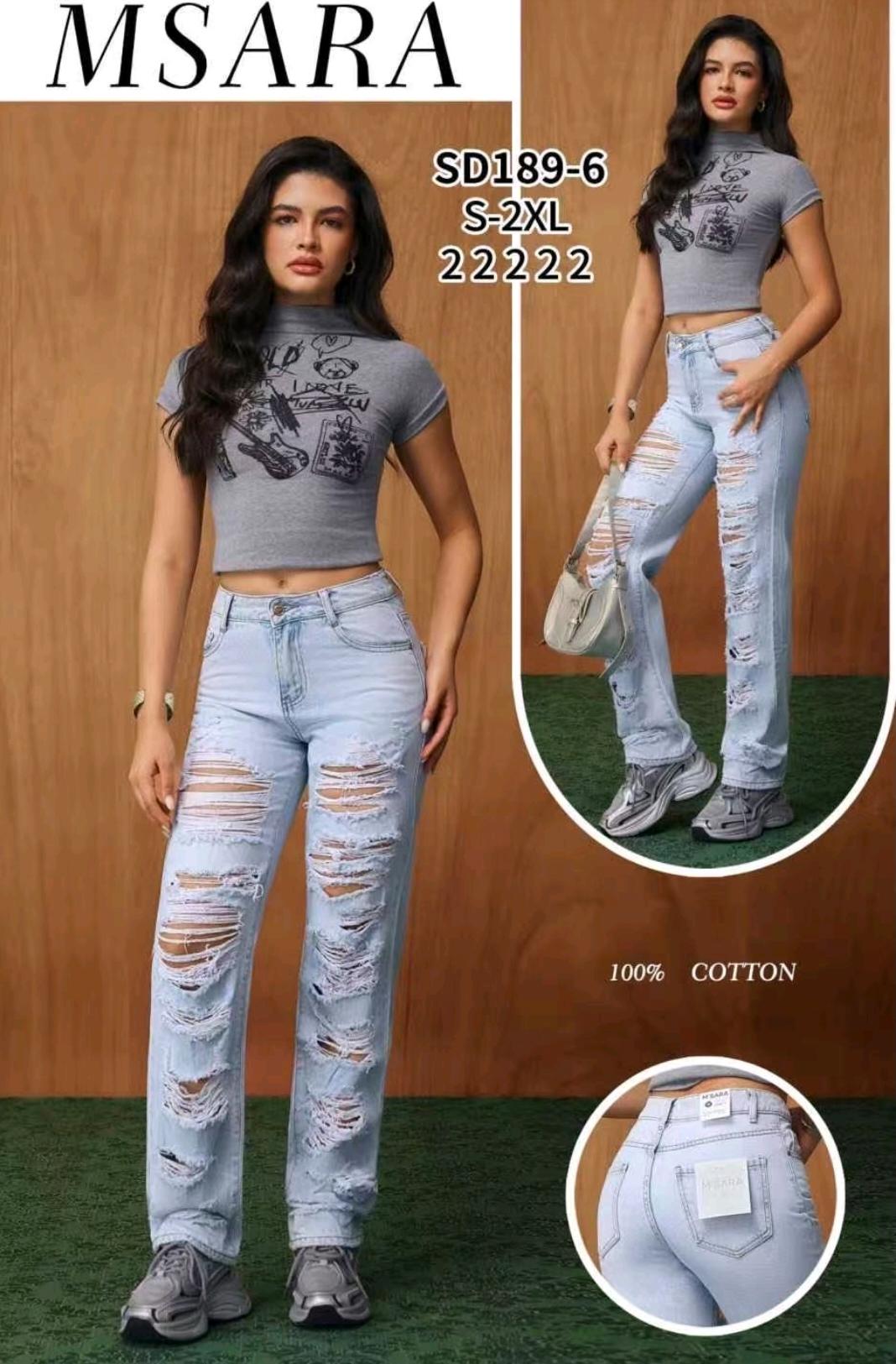 Damskie jeansy Destroyed Msara – 100% Cotton