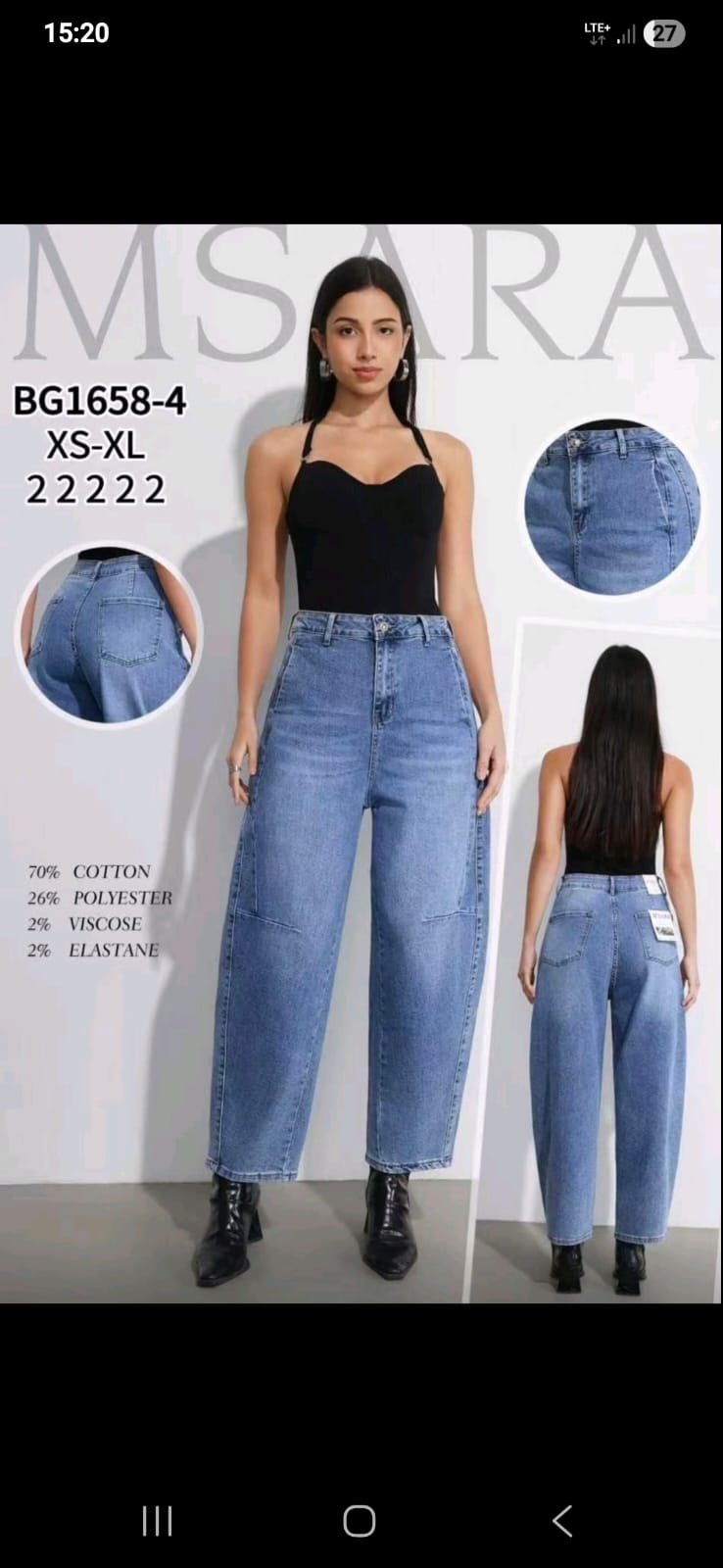 Damskie jeansy Msara BG1658-4 – fason baggy