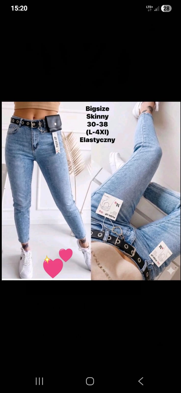 Damskie jeansy Skinny Bigsize Push Up
