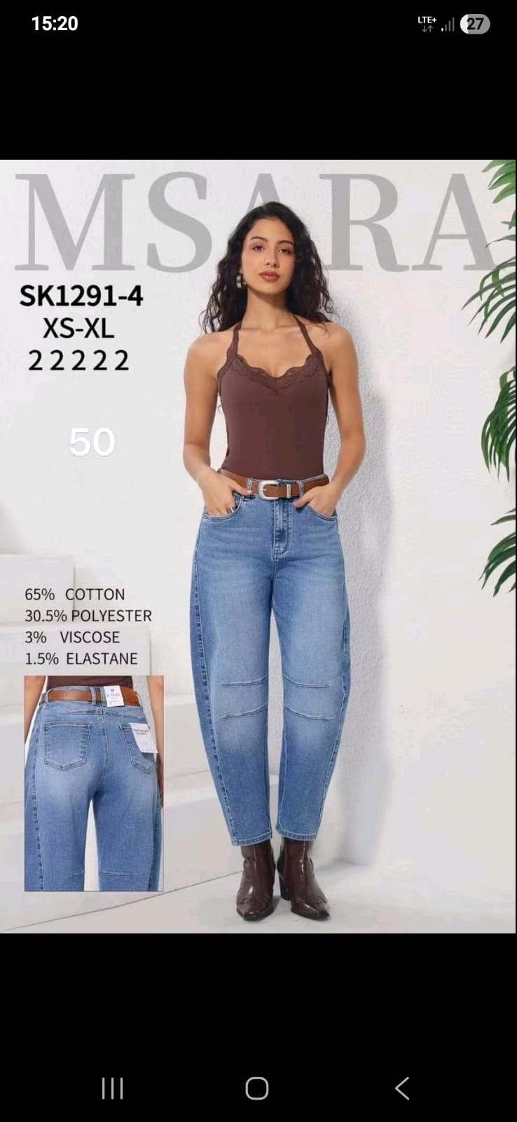 Damskie jeansy Msara SK1291-4 – Mom Fit