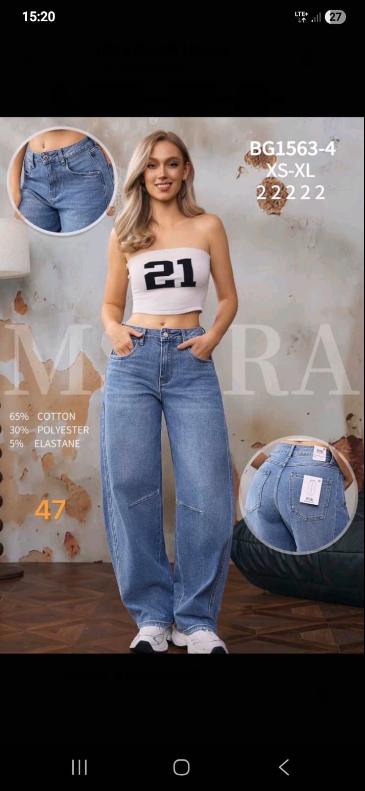 Damskie jeansy baggy Msara BG1563-4