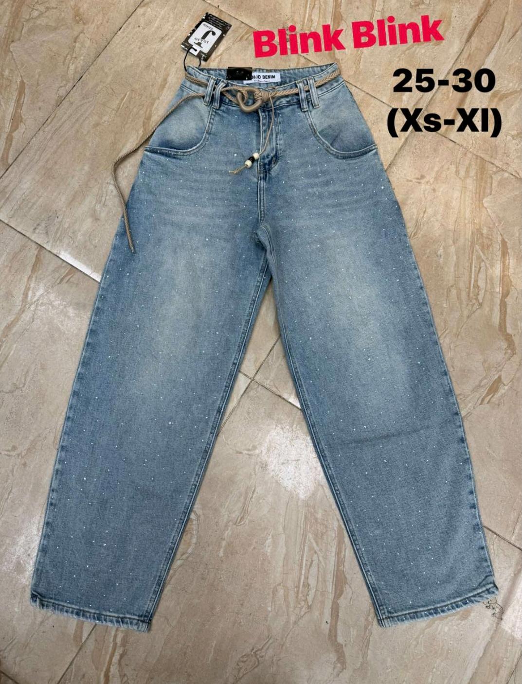 Damskie jeansy Blink Blink z kryształkami – luźny fason