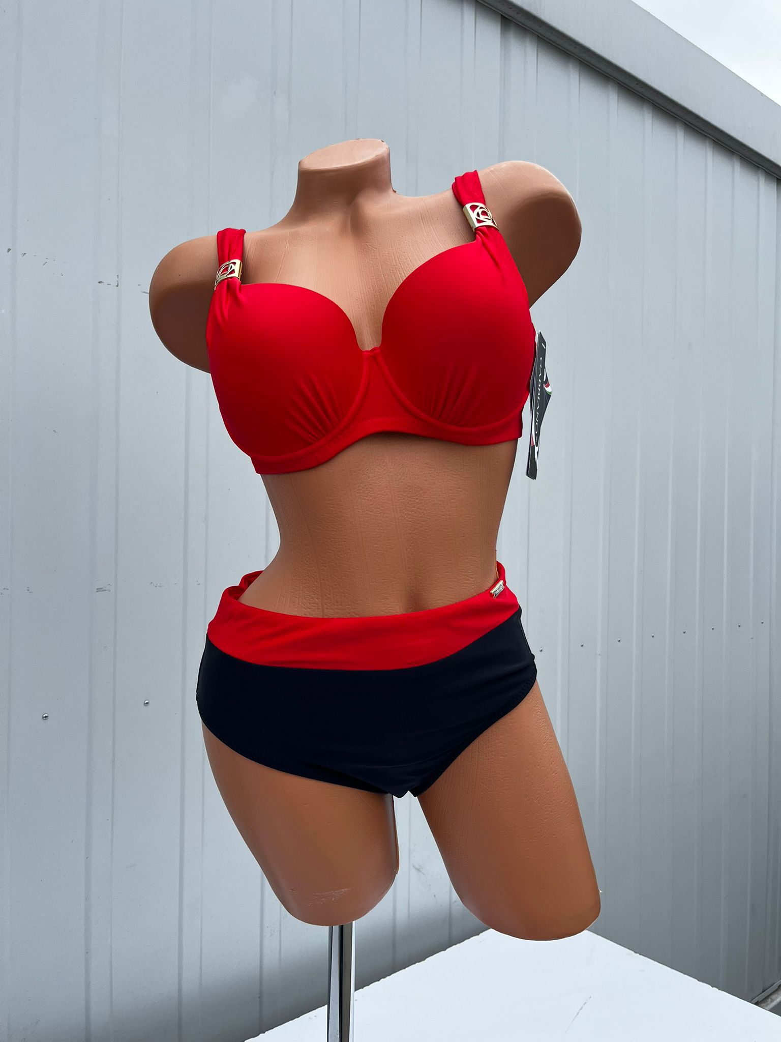 Gabbiano Czerwono-Czarny Strój Kąpielowy Bikini Dwuczęściowe
