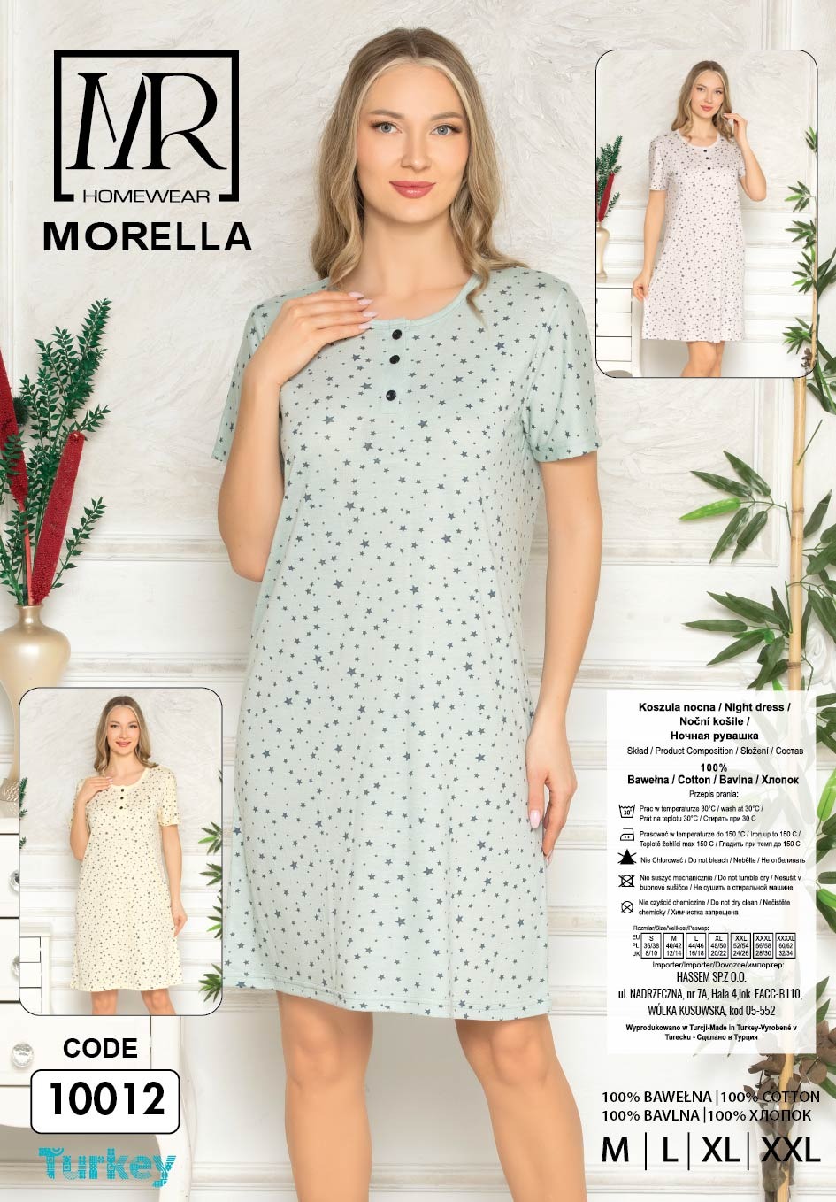 Bawełna Damska Koszula Nocna Morella kod;10012 Roz; M-L-XL-XXL - zdjęcie 2