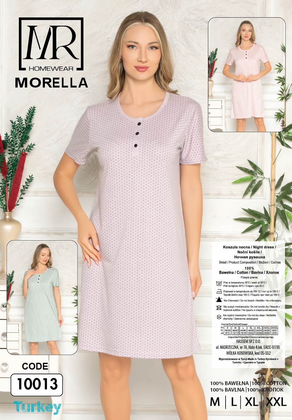 Bawełna Damska Koszula Nocna Morella kod;10013-1 Roz; M-L-XL-XXL - zdjęcie 2