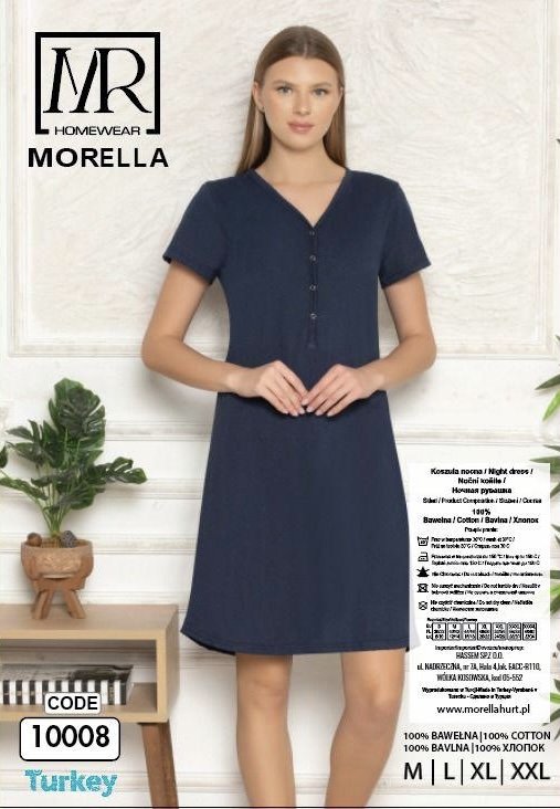 Koszula Nocna z Bawełny Krótki Rękaw Morella kod;10008 Rozmiar; M-L-XL-2XL - zdjęcie 2