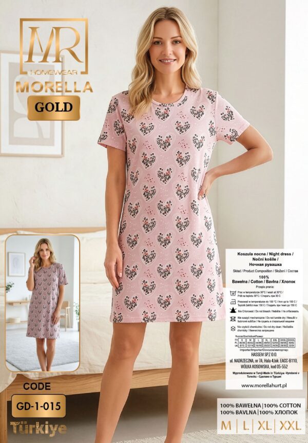 Koszula Nocna z Bawełny Morella GOLD kod;GD-1-015 Rozmiar; M-L-XL-XXL - zdjęcie 4