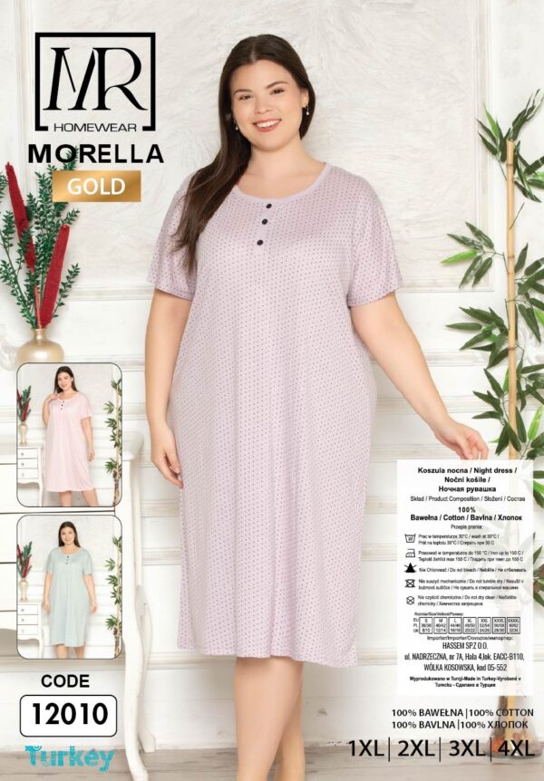 Koszula Nocna z Bawełny Większe Rozmiary Morella GOLD kod;12010-2 Rozmiar; 1XL-2XL-3XL-4XL - zdjęcie 4