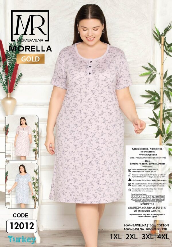 Koszula Nocna z Bawełny Większe Rozmiary Morella GOLD kod;12012-2 Rozmiar; 1XL-2XL-3XL-4XL - zdjęcie 4