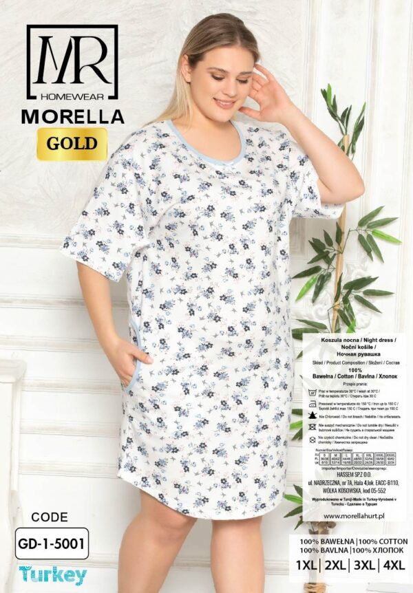 Koszula Nocna z Bawełny Wieksze Rozmiary Morella GOLD kod;GD1-5001 Rozmiar; 1XL-2XL-3XL-4XL - zdjęcie 4