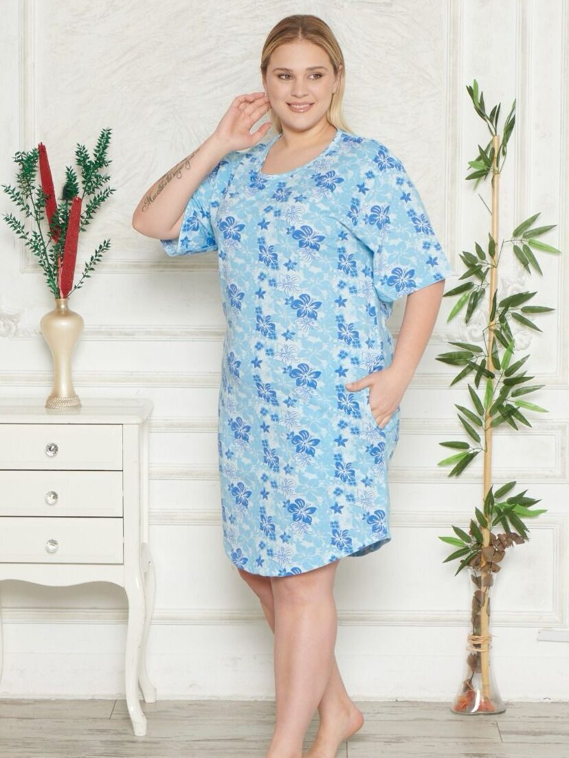 Koszula Nocna z Bawełny Większe Rozmiary Morella GOLD kod;GD-1-5003 Rozmiar; 1XL-2XL-3XL-4XL - zdjęcie 1