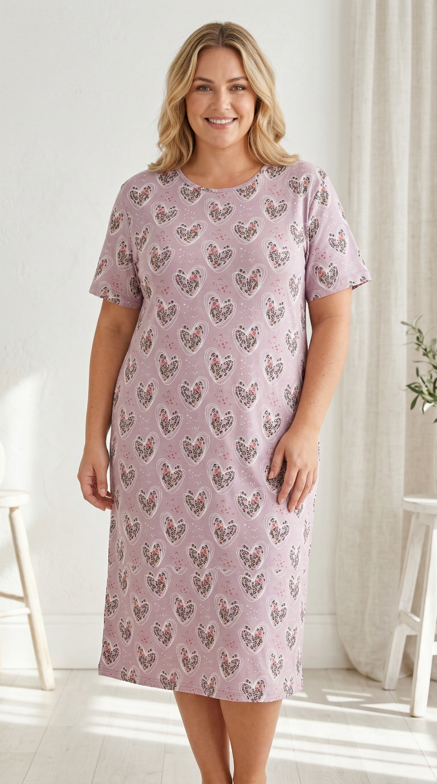 Koszula Nocna z Bawełny Większe Rozmiary PLUS Morella GOLD kod;GD-1-5010-1 Rozmiar; 5XL-6XL-7XL