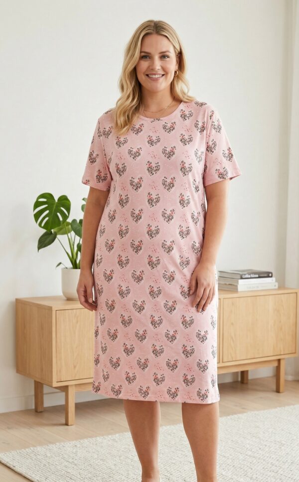 Koszula Nocna z Bawełny Większe Rozmiary PLUS Morella GOLD kod;GD-1-5010 Rozmiar; 5XL-6XL-7XL - zdjęcie 3