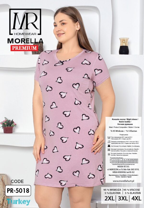 Koszula Nocna z Wiskozy Duże Rozmiary Morella PREMIUM kod;5018 Rozmiar; 2XL-3XL-4XL - zdjęcie 4