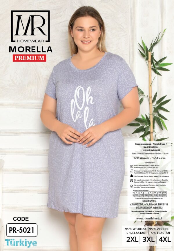 Koszula Nocna z Wiskozy Duże Rozmiary Morella PREMIUM kod;PR-5021 Rozmiar; 2XL-3XL-4XL - zdjęcie 4