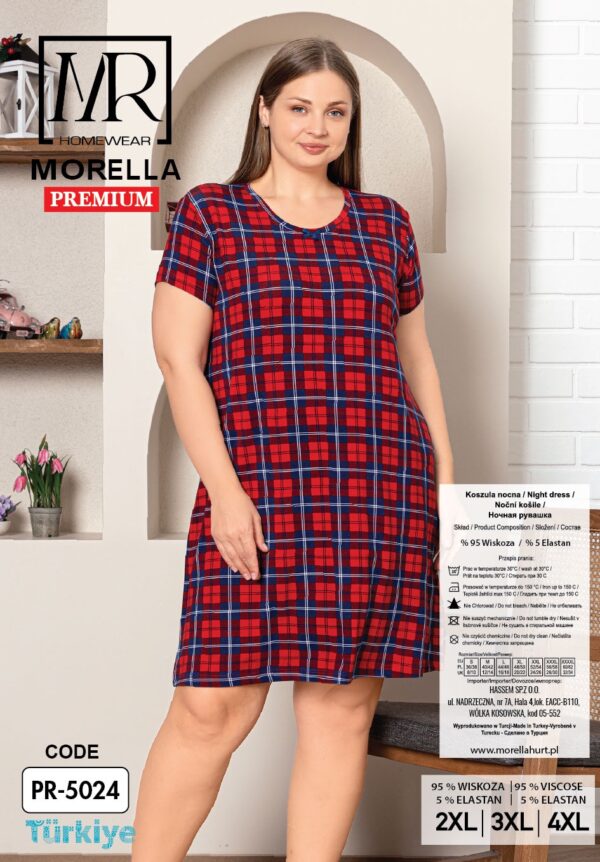 Koszula Nocna z Wiskozy Duże Rozmiary Morella PREMIUM kod;PR-5024 Rozmiar; 2XL-3XL-4XL - zdjęcie 4
