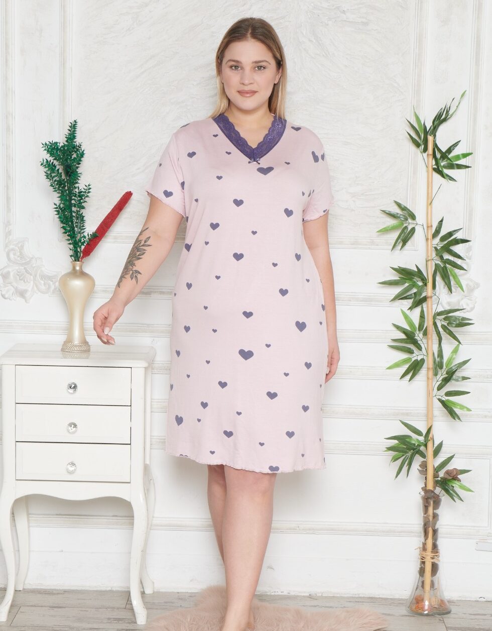 Koszula Nocna z Wiskozy Duże Rozmiary Morella PREMIUM kod;PR-5026 Rozmiar; 2XL-3XL-4XL - zdjęcie 1