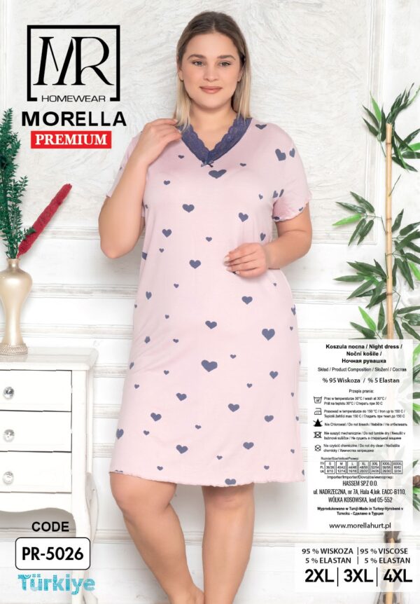 Koszula Nocna z Wiskozy Duże Rozmiary Morella PREMIUM kod;PR-5026 Rozmiar; 2XL-3XL-4XL - zdjęcie 8