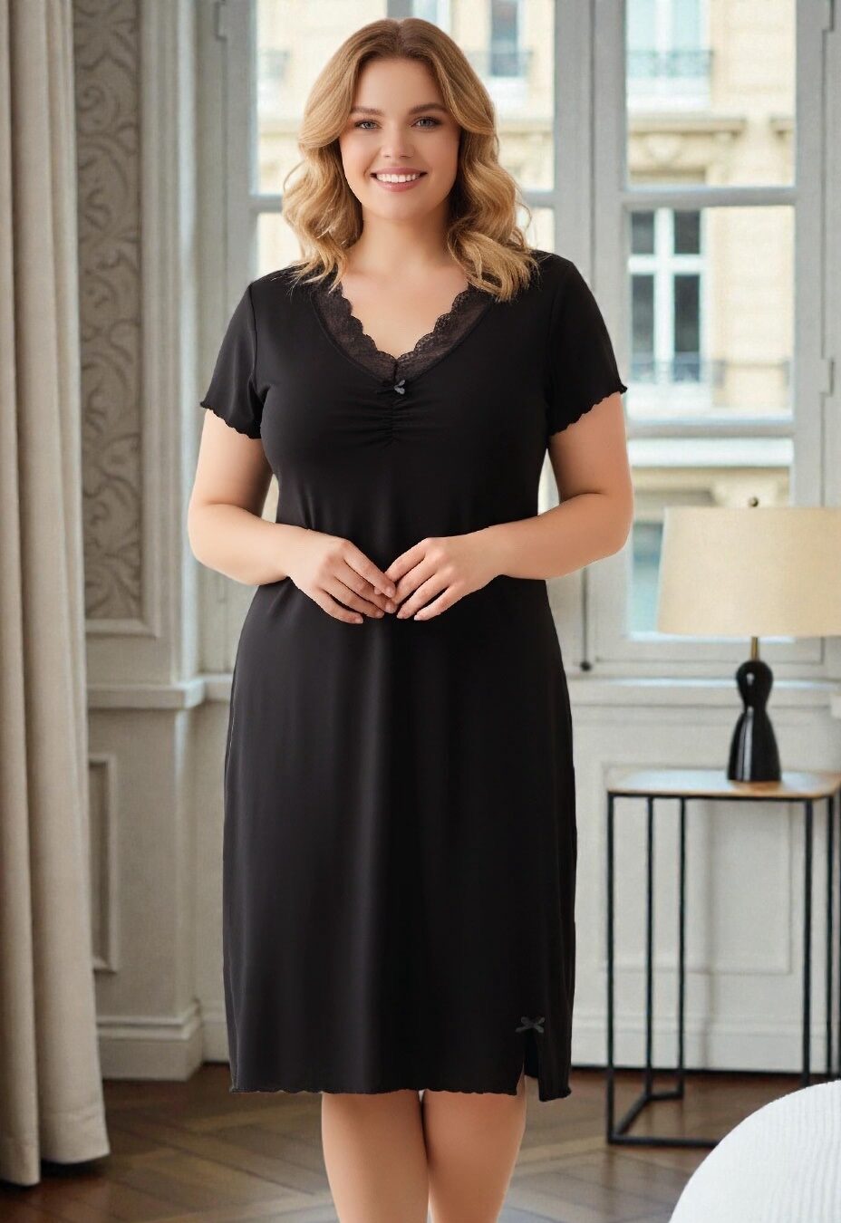 Koszula Nocna z Wiskozy Duże Rozmiary Morella PREMIUM kod;PR-5028 Rozmiar; 2XL-3XL-4XL - zdjęcie 1