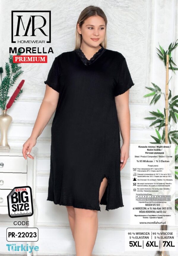 Koszula Nocna z Wiskozy Duże Rozmiary PLUS BIG SIZE Morella PREMIUM kod;PR-22023 Rozmiar; 5XL-6XL-7XL - zdjęcie 4