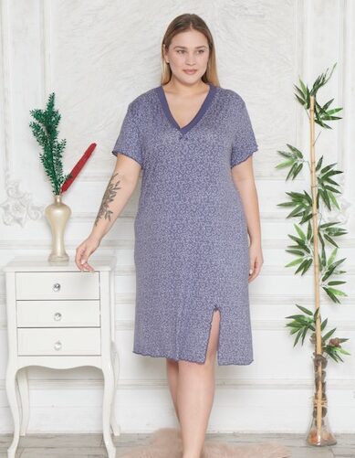 Koszula Nocna z Wiskozy Duże Rozmiary PLUS BIG SIZE Morella PREMIUM kod;PR-22025 Rozmiar; 5XL-6XL-7XL - zdjęcie 1