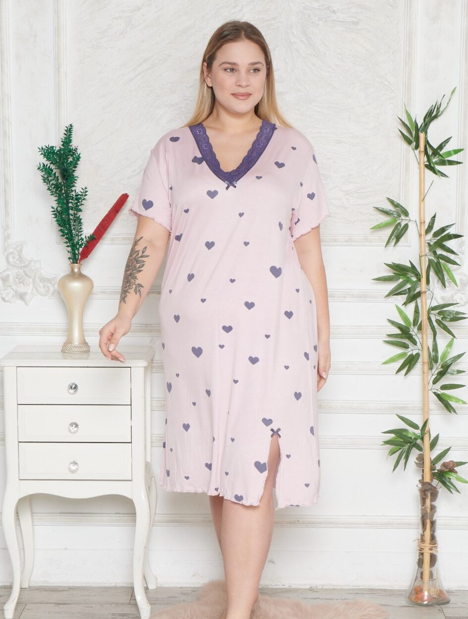 Koszula Nocna z Wiskozy Duże Rozmiary PLUS BIG SIZE Morella PREMIUM kod;PR-22026 Rozmiar; 5XL-6XL-7XL - zdjęcie 1