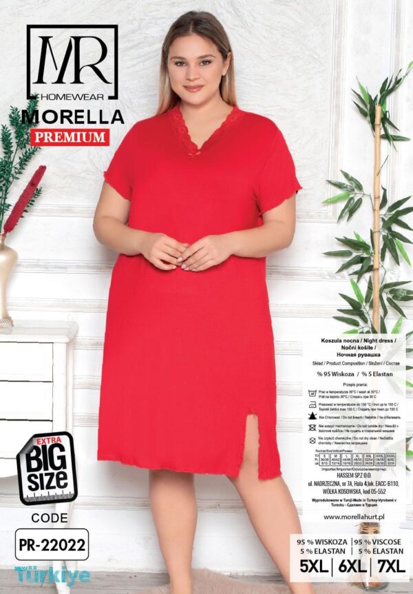 Koszula Nocna z Wiskozy Duże Rozmiary PLUS BIG SIZE Morella PREMIUM kod;PR-22022 Rozmiar; 5XL-6XL-7XL - zdjęcie 4