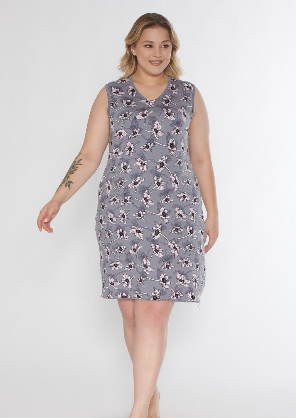 Koszula Nocna z Wiskozy Duże Rozmiary Szerokie Ramiączka Morella PREMIUM kod;PR-5508 Rozmiar; 2XL-3XL-4XL - zdjęcie 1