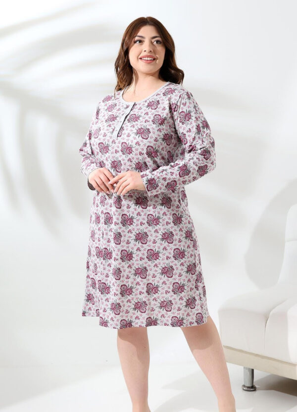 Morella Bawełna Koszula Nocna Długi rękaw Duże rozmiary kod;13000 Roz; 2XL- 3XL- 4XL- 5XL - zdjęcie 2