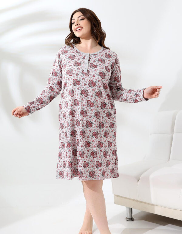 Morella Bawełna Koszula Nocna Długi rękaw Duże rozmiary kod;13001 Roz; 2XL- 3XL- 4XL- 5XL - zdjęcie 2