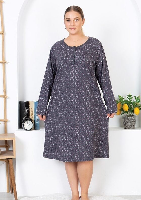 Morella Bawełna Koszula Nocna Długi rękaw Duże rozmiary kod;13008 Roz; 2XL- 3XL- 4XL- 5XL