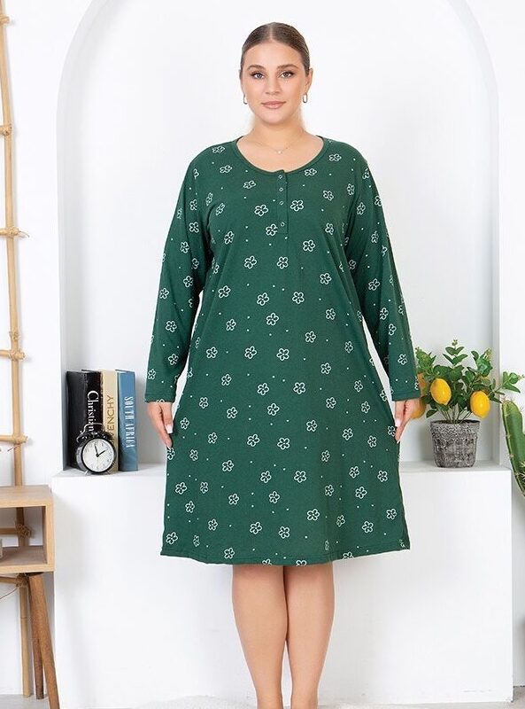 Morella Bawełna Koszula Nocna Długi rękaw Duże rozmiary kod;13009 Roz; 2XL- 3XL- 4XL- 5XL