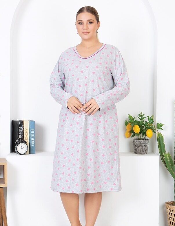 Morella Bawełna Koszula Nocna Długi rękaw Duże rozmiary kod;13010 Roz; 2XL- 3XL- 4XL- 5XL - zdjęcie 1