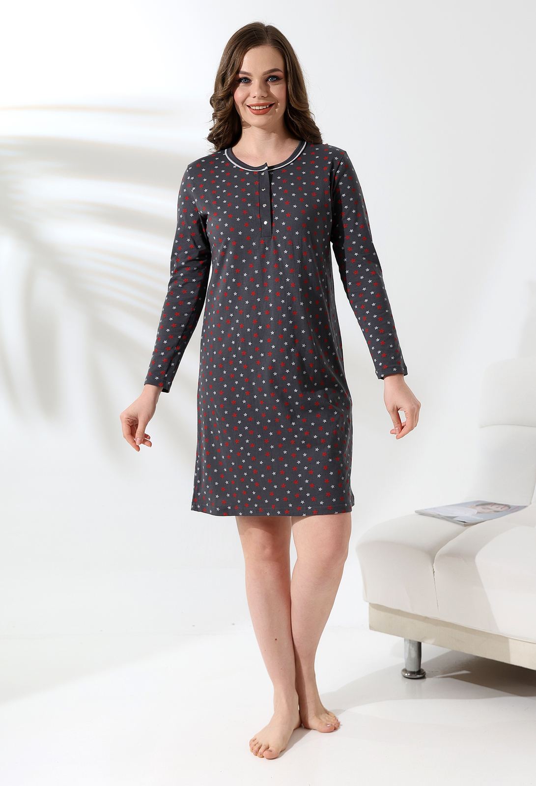 Morella Bawełna Koszula Nocna Długi Rękaw kod;11000 Roz; M-L-XL-XXL - zdjęcie 3