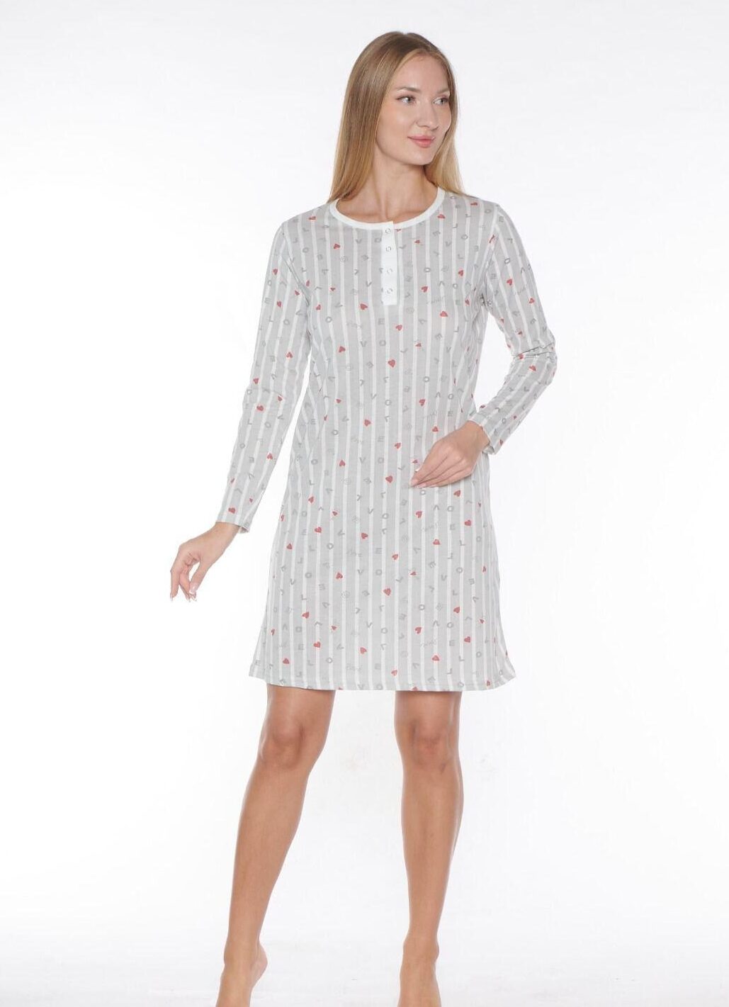 Morella Bawełna Koszula Nocna Długi Rękaw kod;11008 Roz; M-L-XL-XXL - zdjęcie 1