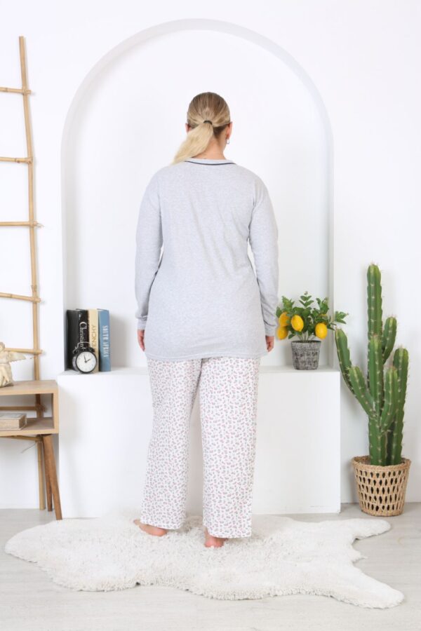 Morella Bawełniana Piżama Damska Długi Rękaw Rozpinana kod; 6002-1 Rozmiary;2XL-3XL-4XL-5XL - zdjęcie 6