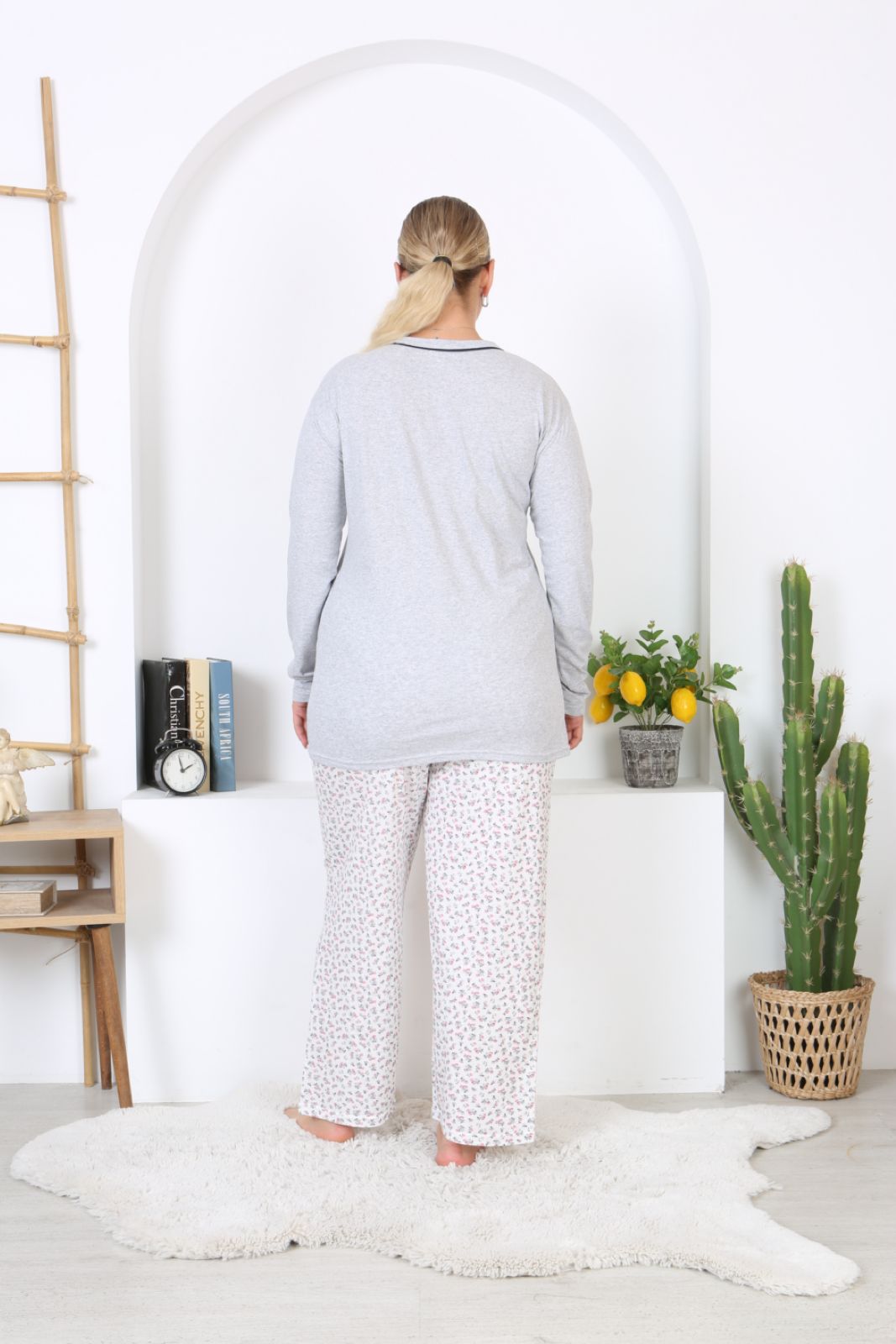 Morella Bawełniana Piżama Damska Długi Rękaw Rozpinana kod; 6002-1 Rozmiary;2XL-3XL-4XL-5XL - zdjęcie 3