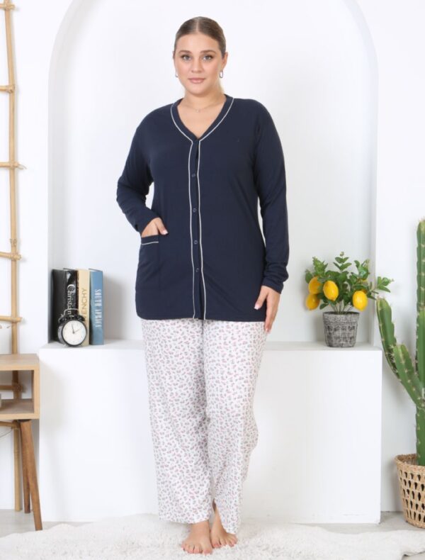 Morella Bawełniana Piżama Damska Długi Rękaw Rozpinana kod; 6002-2 Rozmiary;2XL-3XL-4XL-5XL - zdjęcie 5