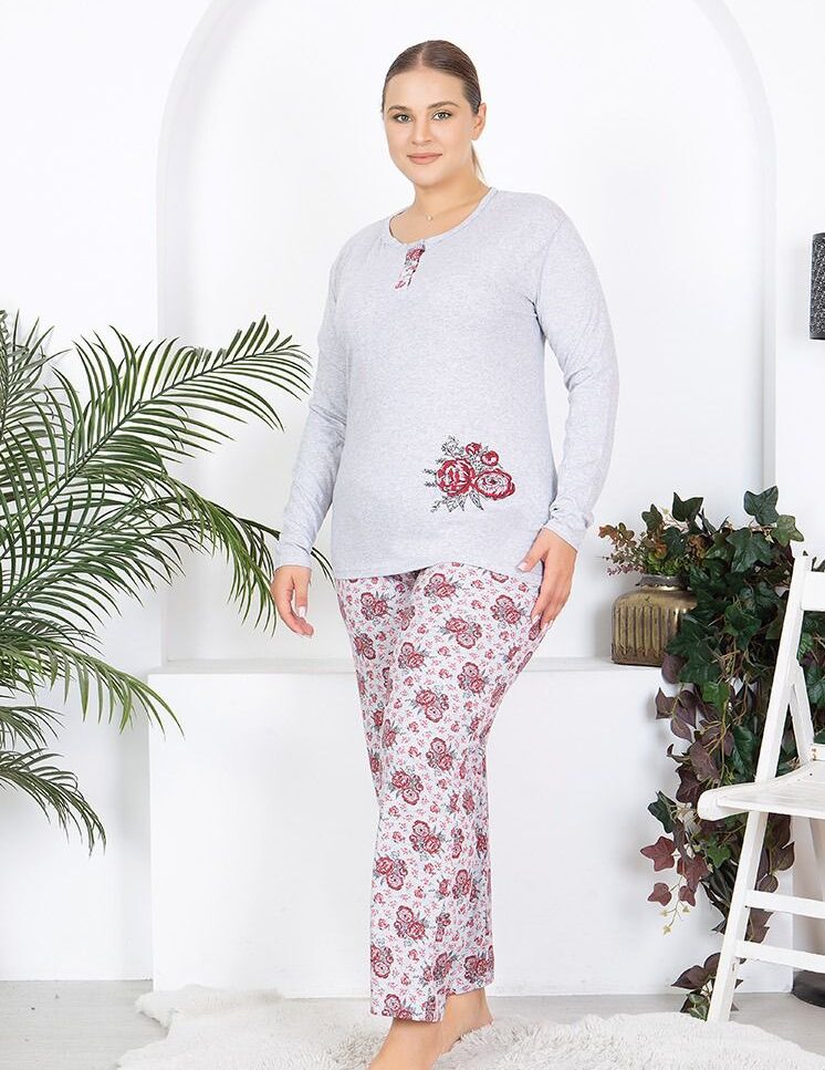 Morella Bawełna Piżama Damska Długi Rękaw kod; 6001 Rozmiary;2XL-3XL-4XL-5XL - zdjęcie 1