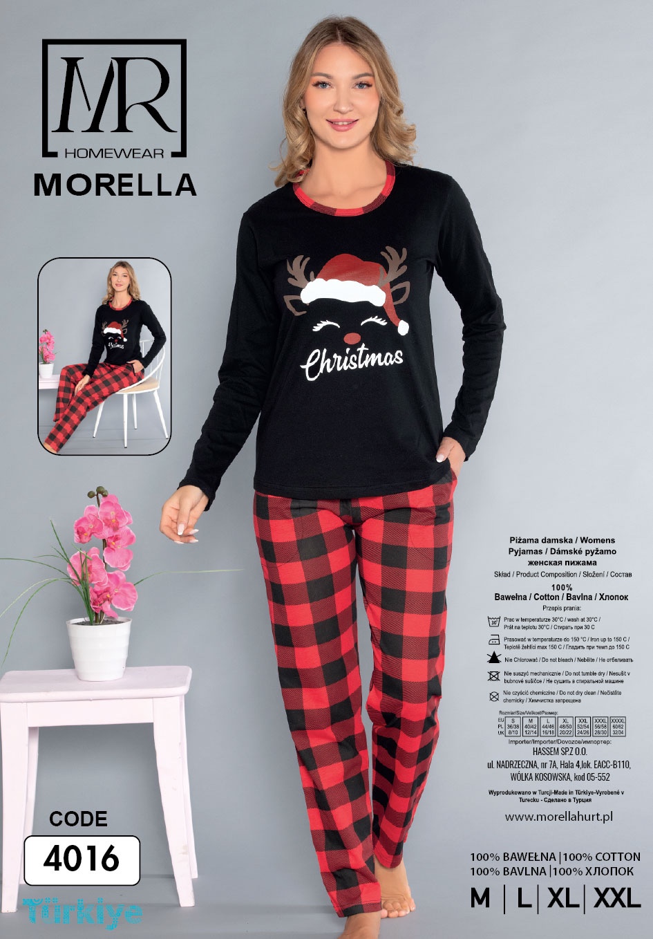 Morella Bawełniana Piżama Damska Długi Rękaw ŚWIĄTECZNA kod;4016 Rozmiary; M-L-XL-XXL - zdjęcie 2