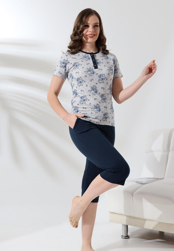 Morella Bawełna Piżama Damska Krótki Rękaw kod;8000 Rozmiary; M-L-XL-XXL - zdjęcie 2