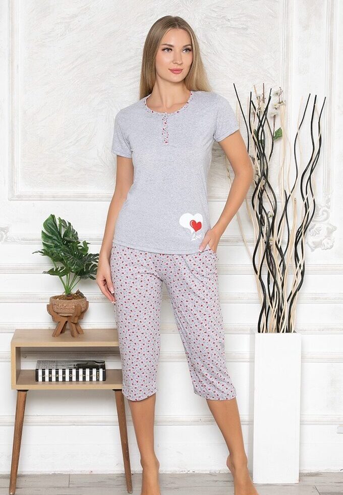 Morella Bawełna Piżama Damska Krótki Rękaw kod;8005 Rozmiary; M-L-XL-XXL - zdjęcie 1