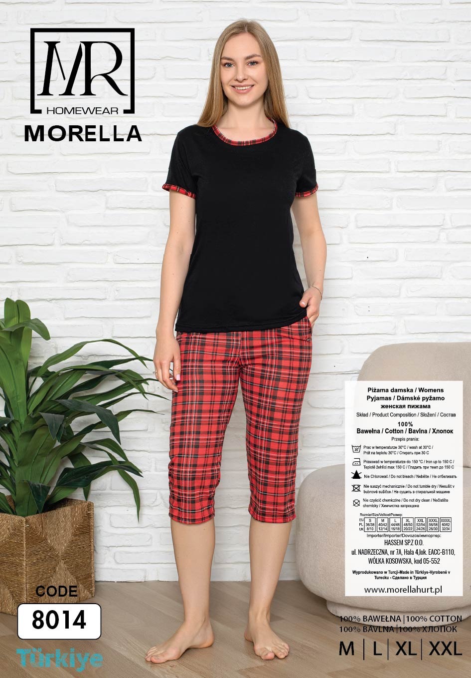 Morella Bawełniana Piżama Damska Krótki Rękaw Spodnie 3/4 kod;8014 Rozmiary; M-L-XL-XXL - zdjęcie 2