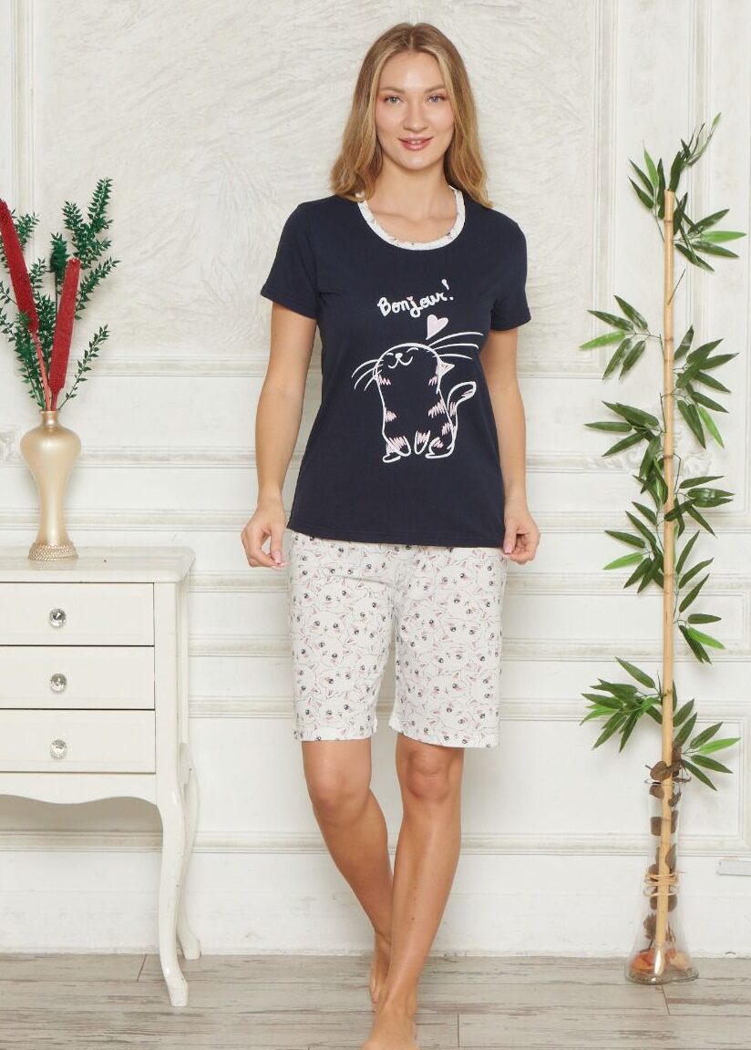 Morella Bawełniana Piżama Damska Krótki Rękaw Szorty kod;5002-2 Rozmiary; M-L-XL-XXL