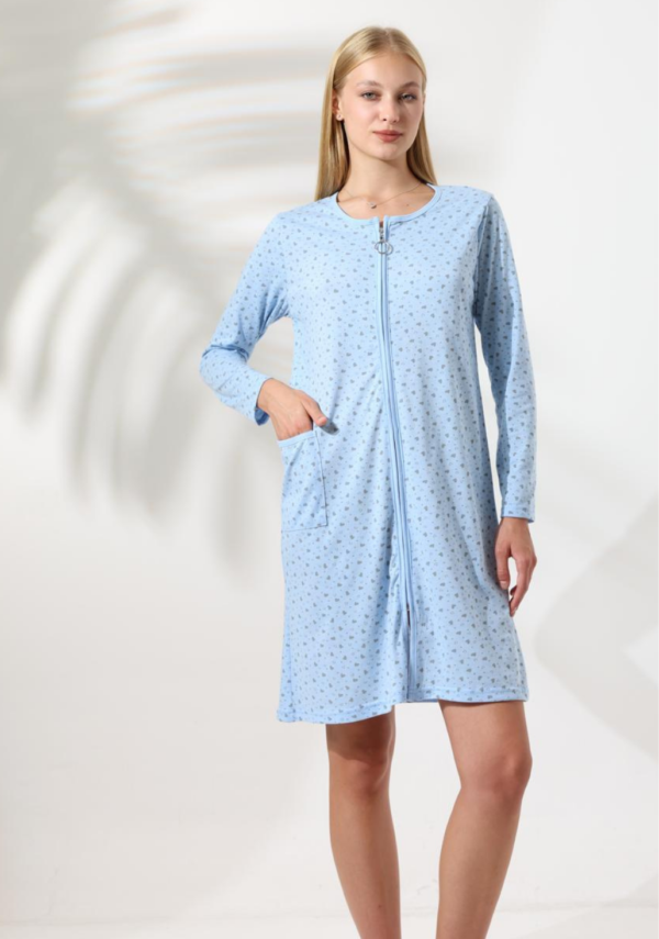 Morella Bawełniany Szlafrok Damski Na Zamek kod;14004-1 Rozmiary; M-L-XL-XXL - zdjęcie 2