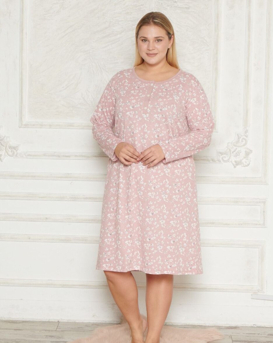 Morella GOLD Bawełna Koszula Nocna Długi rękaw Duże rozmiary kod;13011 Roz; 1XL- 2XL- 3XL- 4XL